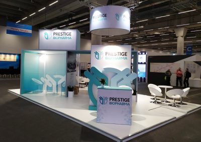 prestige biopharma tradeshow booth construction 54sqm cphi worldwide frankfurt germany 2019